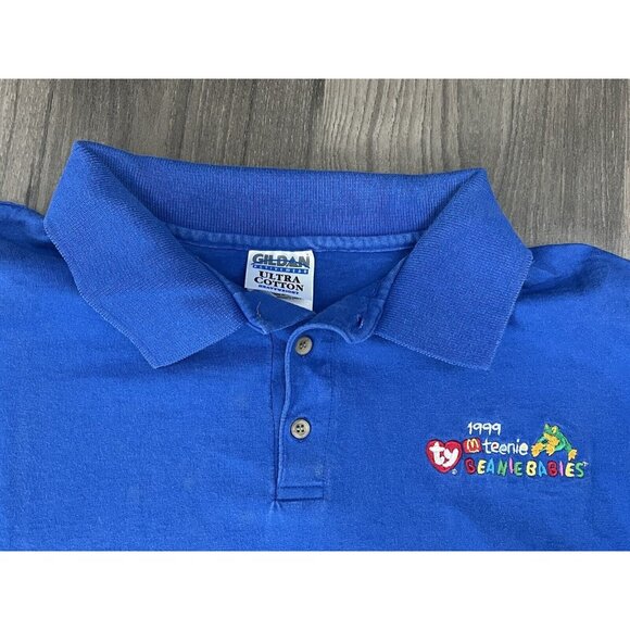 Teenie Beanie Babies 1999 Embroidered Blue Polo Shirt Size Large McDonalds - Picture 5 of 10